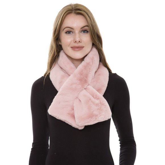COPY - WOMENS PINK SOLID FUR FEEL SOFT SCARF - NWT - SZ: OS - Picture 1 of 5